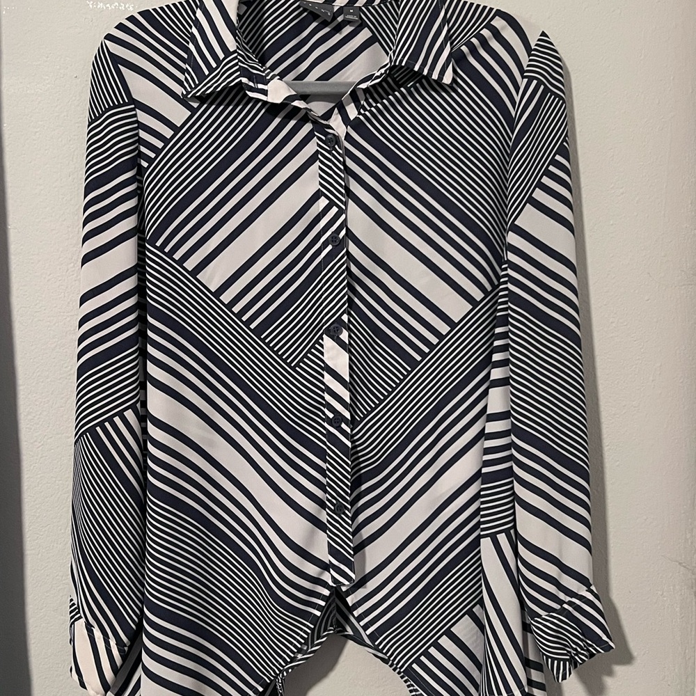 Soho Blue and White Striped Button Down Shirt